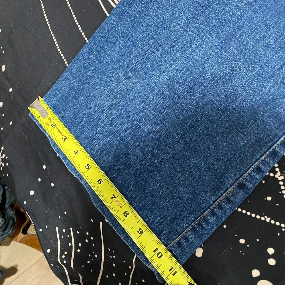 Aeropostale Flared Jeans Womens 14 Blue Cotton Denim Faded Whiskered Stretch